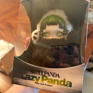 Skullpanda Lazy Panda Plush Doll Pendant - Green and White